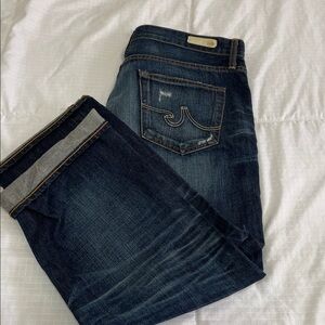 AG Adriano Goldschmied Distressed Dark Blue Jeans